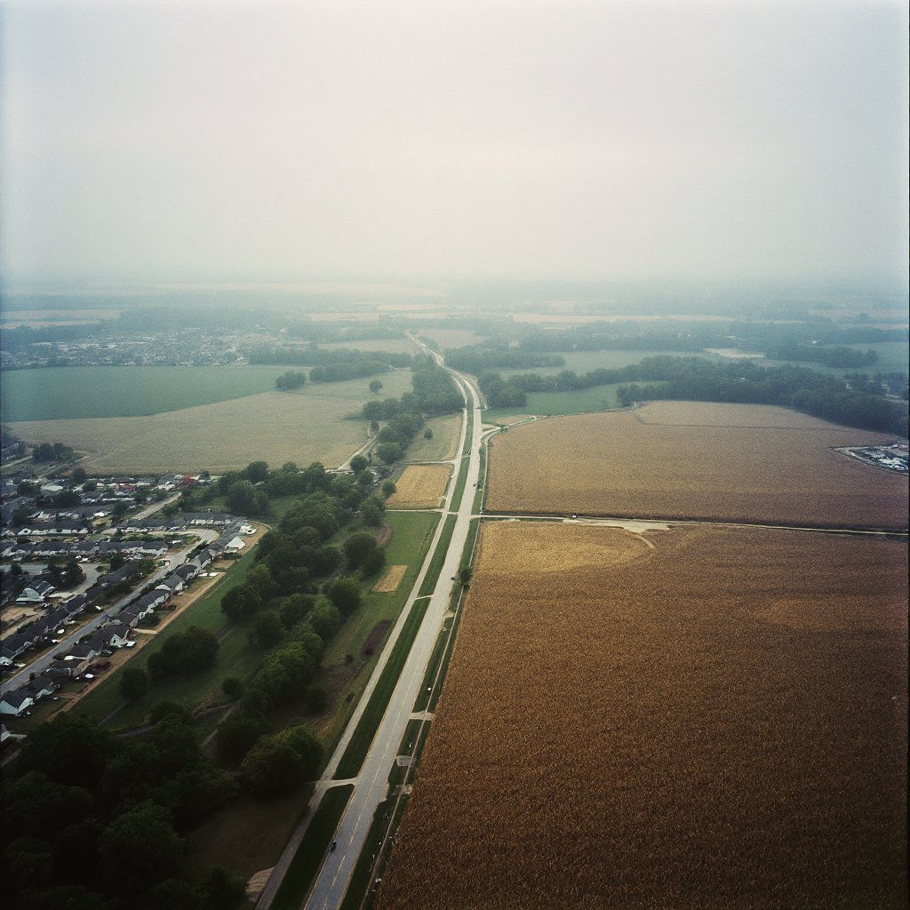 Aerial view of neighborhoods and new construction around Whitestown, Indiana